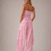 CONJUNTO DAPHNE CROPPED T.Q.C E CALÇA CARGO - ROSA