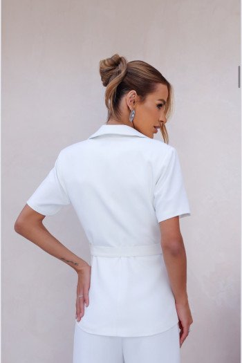 CONJUNTO CATARINA ALFAIATARIA BLAZER E COLETE COM CINTO - BRANCO