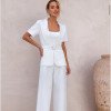 CONJUNTO CATARINA ALFAIATARIA BLAZER E COLETE COM CINTO - BRANCO