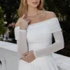 BLUSA LIZ TULE MANGA LONGA OMBRO A OMBRO - OFF WHITE