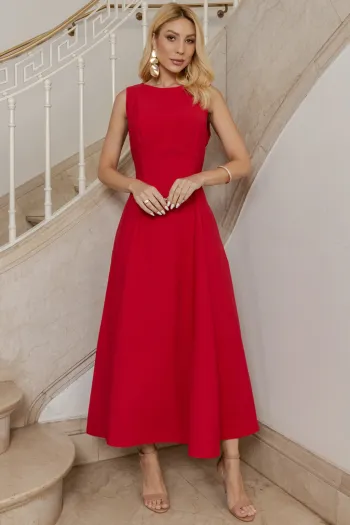 VESTIDO MADRID MIDI RODADO - VERMELHO