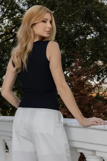 BLUSA REGATA EDNA CANELADA - PRETO