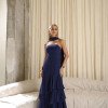 VESTIDO MEDELLÍN BABADOS CHOKER - AZUL MARINHO