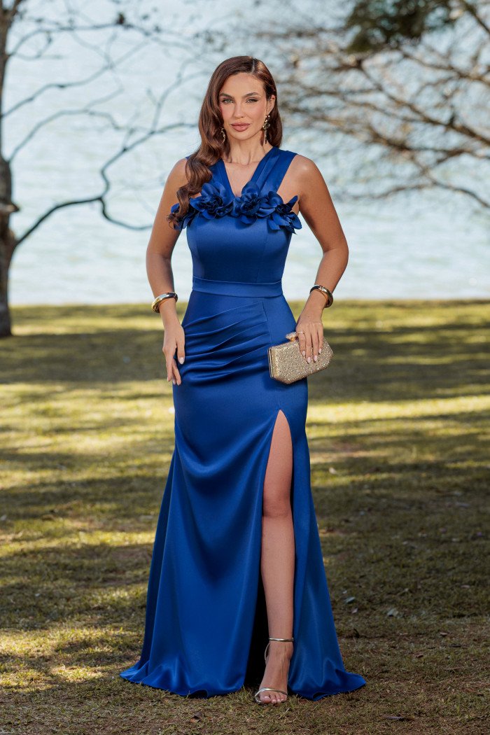 VESTIDO DE FESTA OTTAVIA ALFAIATARIA PRADA - AZUL ROYAL