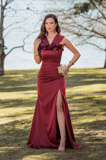 VESTIDO DE FESTA OTTAVIA ALFAIATARIA PRADA - MARSALA