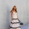 VESTIDO TOULOSE POÁ CAMADAS COM RENDA - BEGE