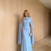 VESTIDO MAYELLY CHIFFON COM CAPA - AZUL SERENITY