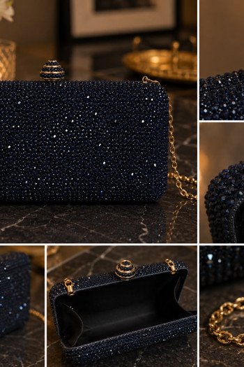CLUTCH FESTA PEDRARIA LÓTUS - AZUL MARINHO