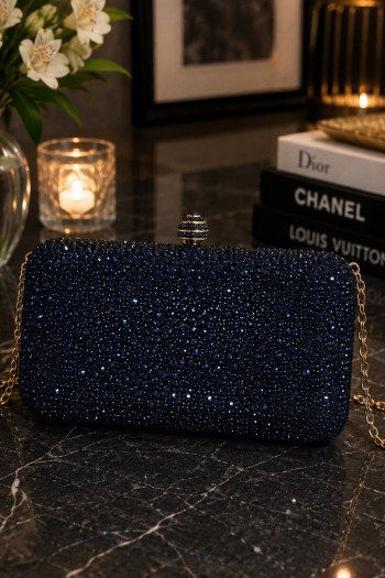 CLUTCH FESTA PEDRARIA LÓTUS - AZUL MARINHO