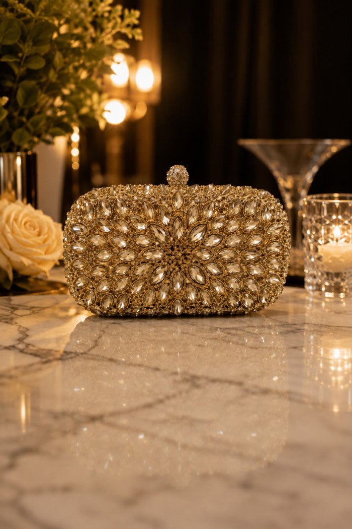 CLUTCH FESTA EXPLENDORE PEDRARIA - DOURADA