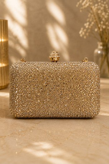 CLUTCH FESTA PEDRARIA LÓTUS - DOURADO