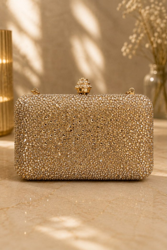 CLUTCH FESTA PEDRARIA LÓTUS - DOURADO