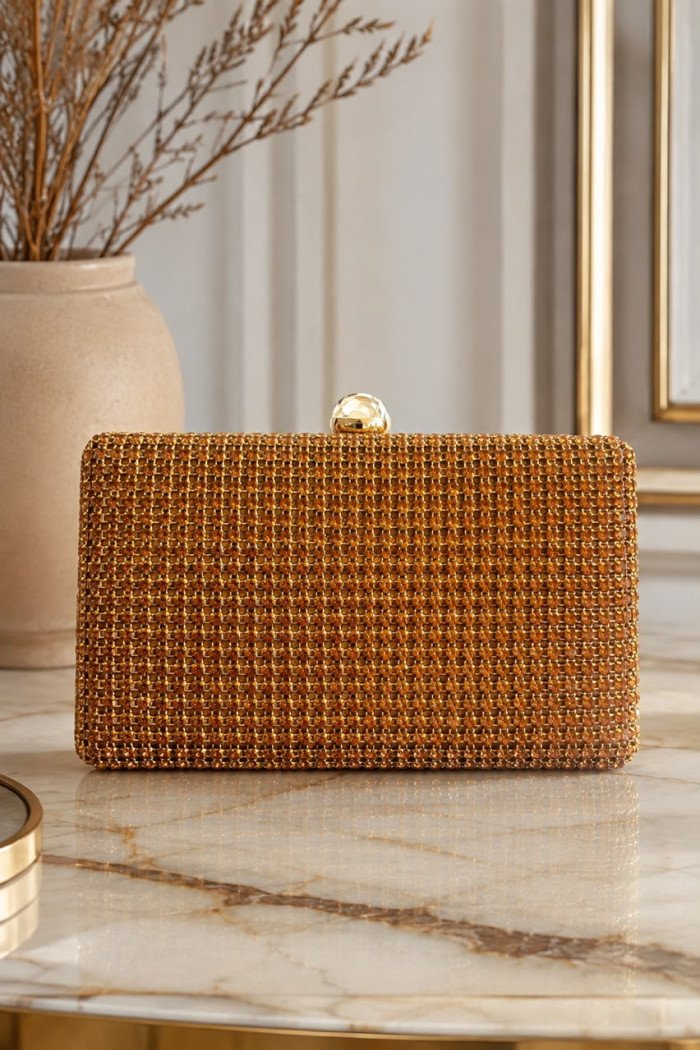 CLUTCH FRANÇA PEDRARIA - DOURADA