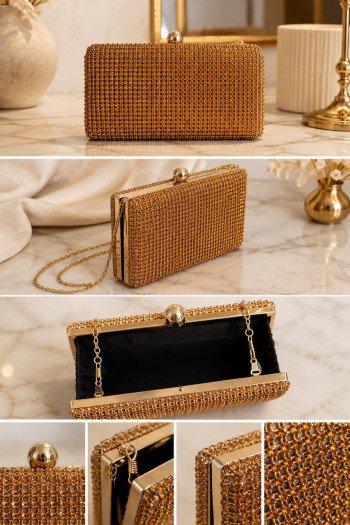 CLUTCH FRANÇA PEDRARIA - DOURADA