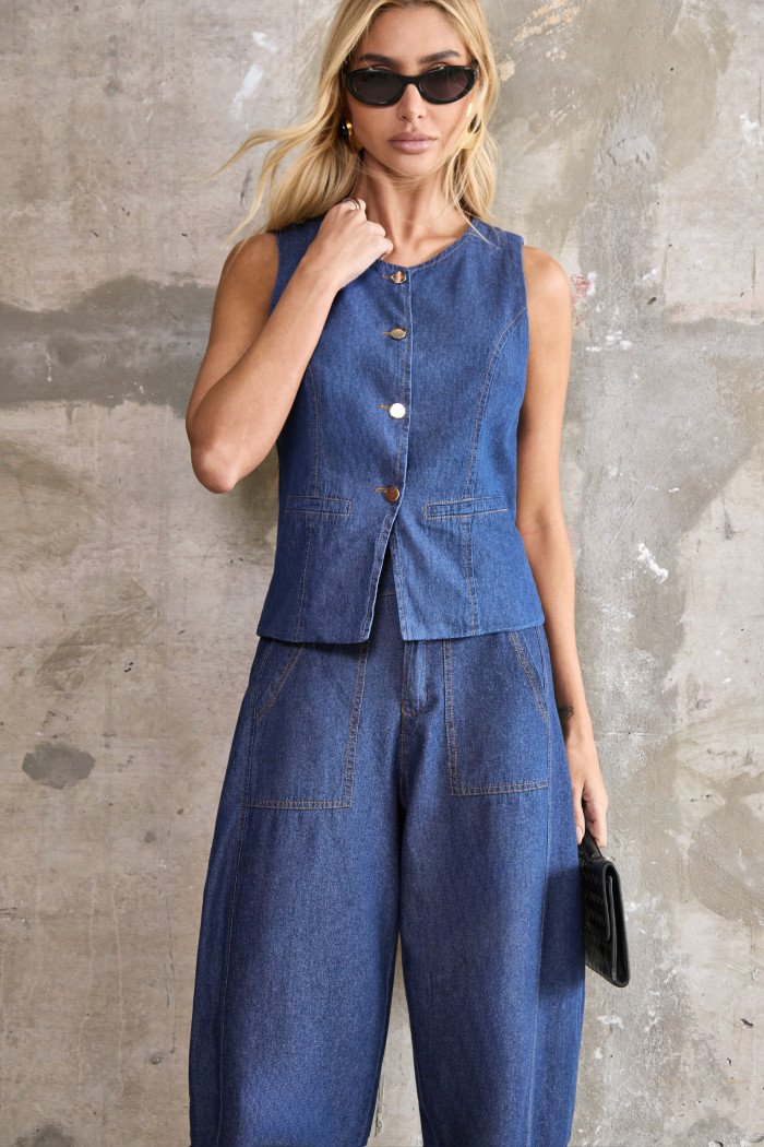 COLETE JEANS SOFT - AZUL CLARO