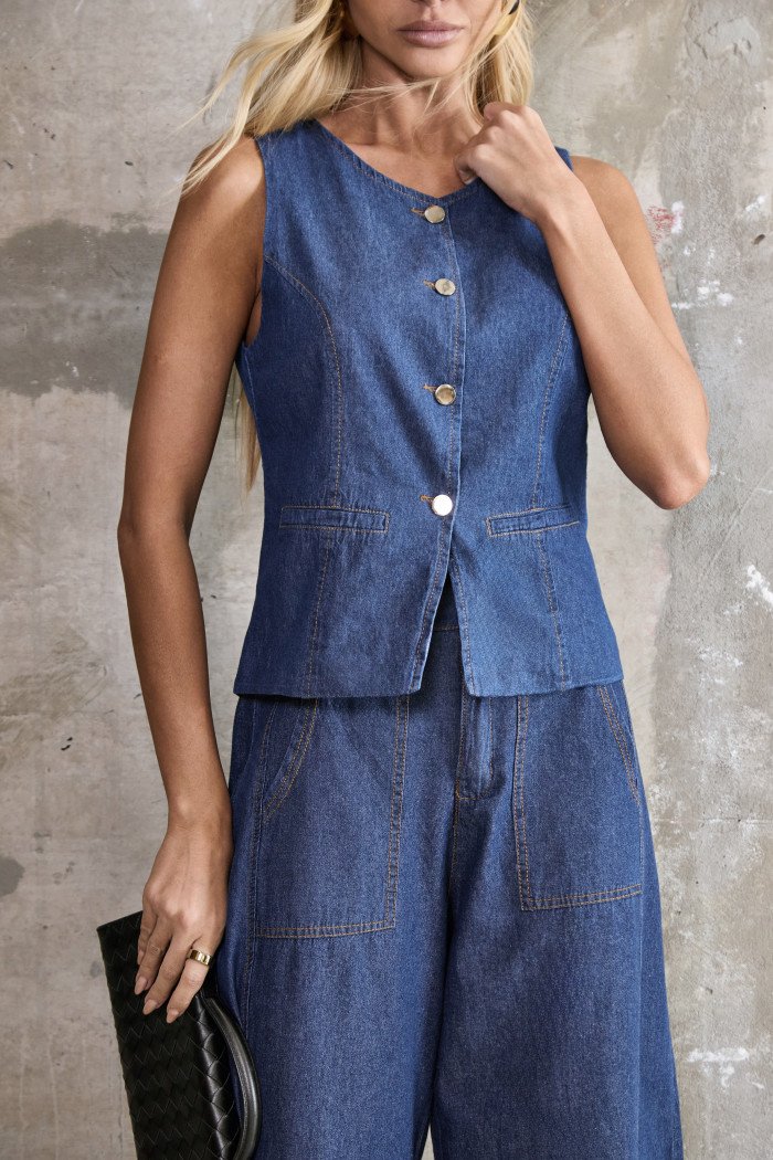 COLETE JEANS SOFT - AZUL CLARO