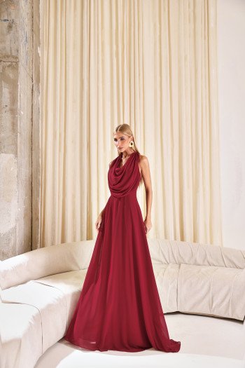 VESTIDO DUBLIN LONGO GOLA BOBA - MARSALA