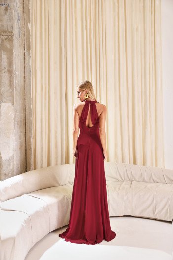 VESTIDO DUBLIN LONGO GOLA BOBA - MARSALA