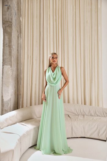 VESTIDO DUBLIN LONGO GOLA BOBA - VERDE MENTA