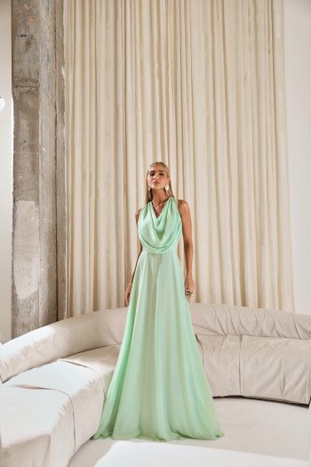 VESTIDO DUBLIN LONGO GOLA BOBA - VERDE MENTA