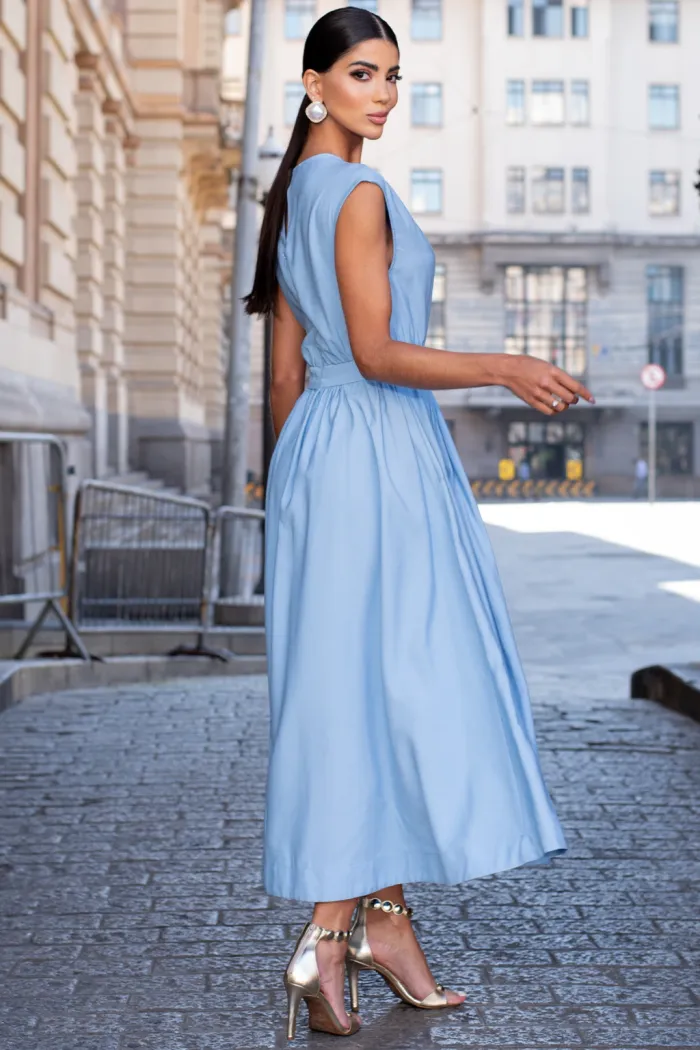 VESTIDO GENOVA MIDI - AZUL