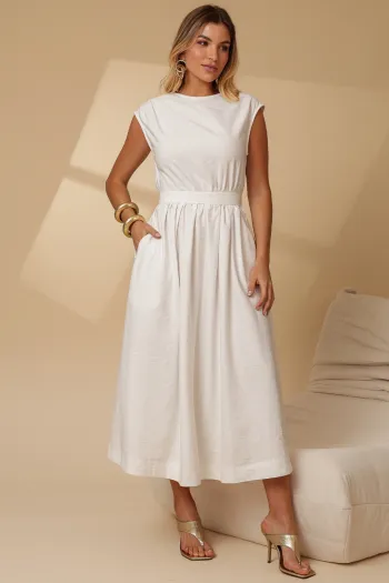 VESTIDO GENOVA MIDI - OFF WHITE