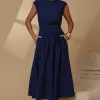 VESTIDO GENOVA MIDI - AZUL MARINHO