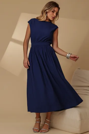 VESTIDO GENOVA MIDI - AZUL MARINHO