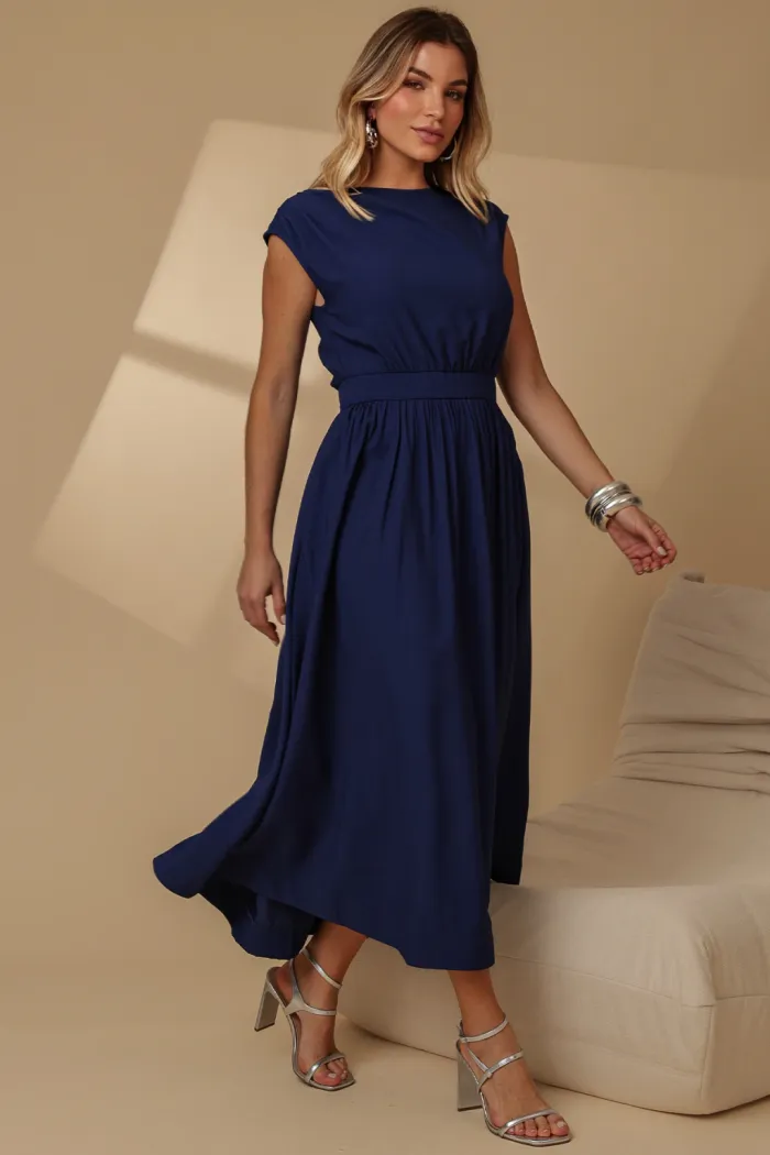 VESTIDO GENOVA MIDI - AZUL MARINHO