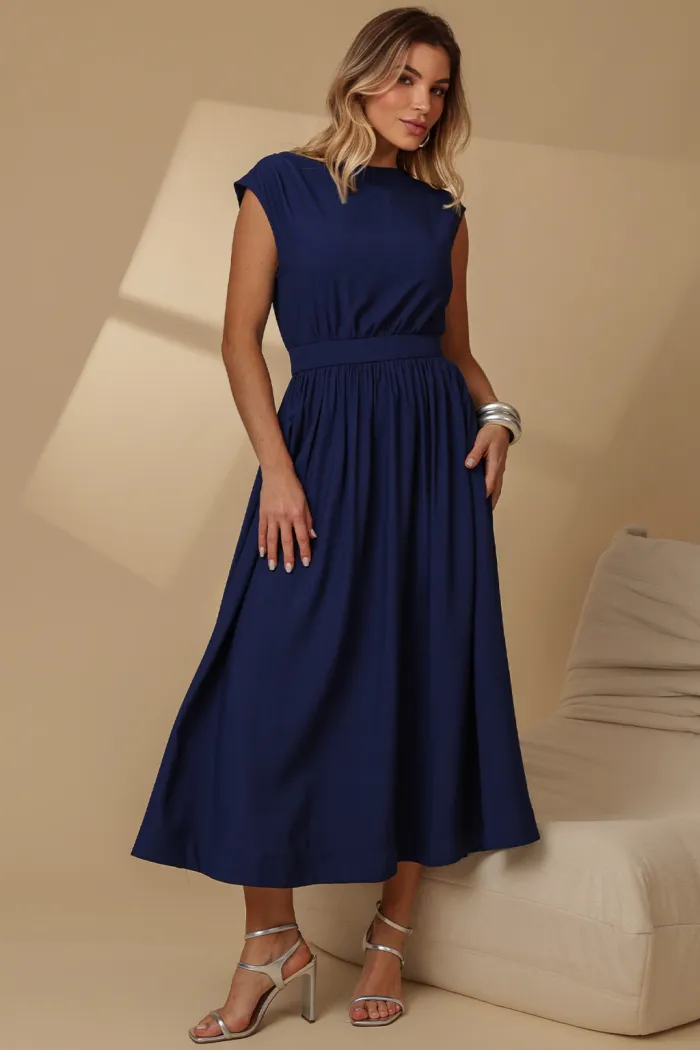 VESTIDO GENOVA MIDI - AZUL MARINHO