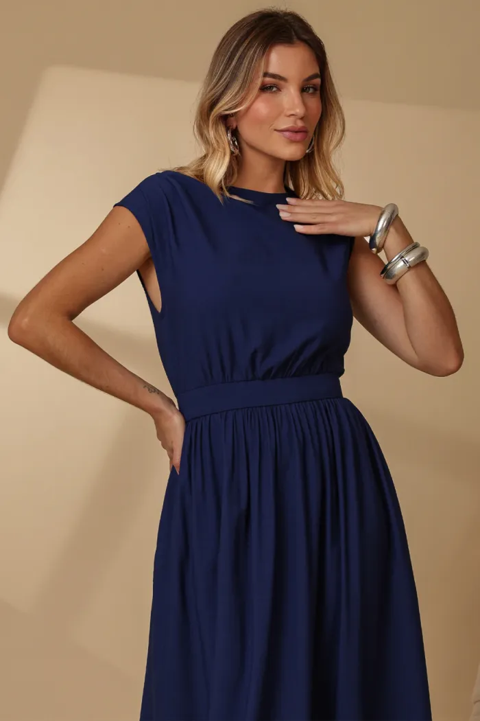VESTIDO GENOVA MIDI - AZUL MARINHO