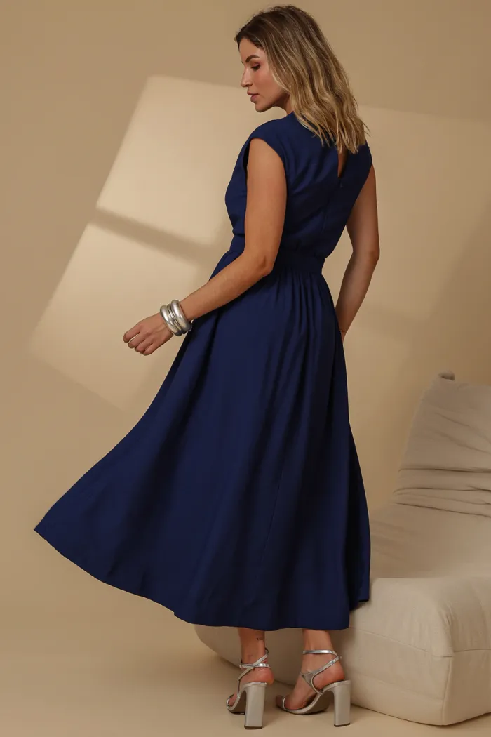 VESTIDO GENOVA MIDI - AZUL MARINHO