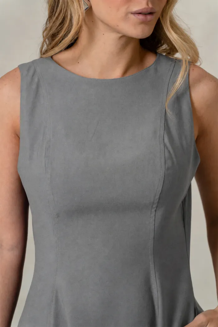 VESTIDO MADRID MIDI RODADO - CINZA