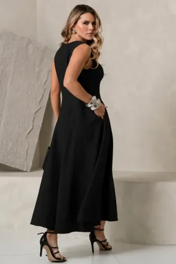 VESTIDO MADRID MIDI RODADO - PRETO