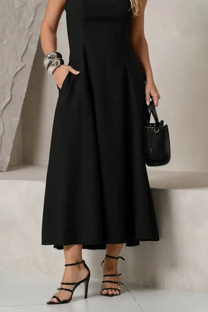 VESTIDO MADRID MIDI RODADO - PRETO