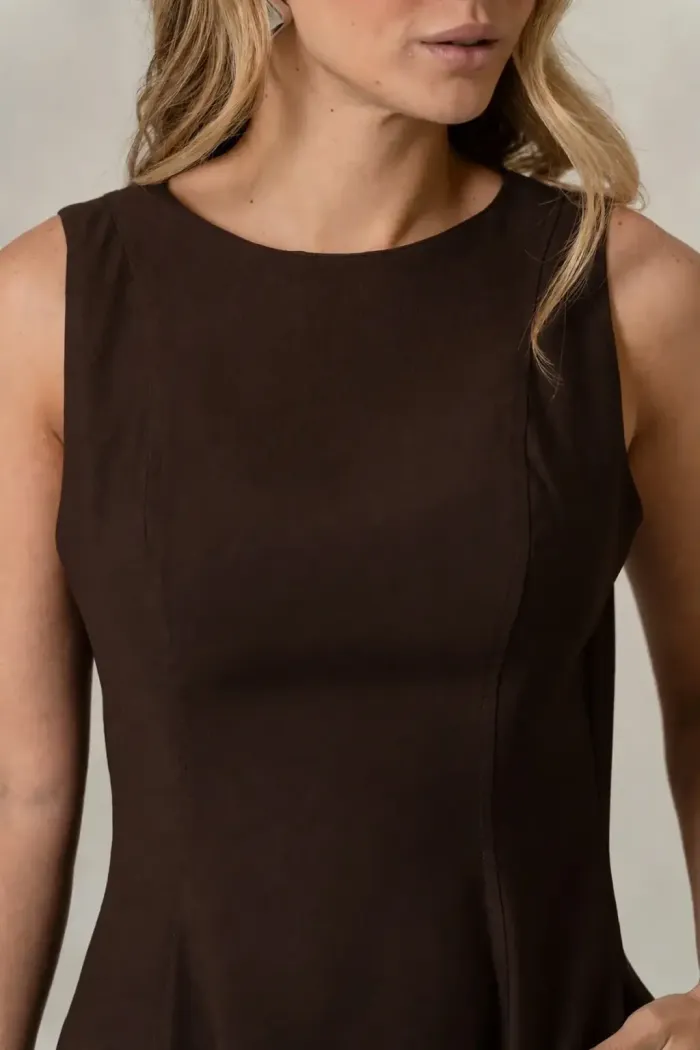 VESTIDO MADRID MIDI RODADO - MARROM