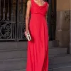 VESTIDO MANUELA LONGO DEGAGÊ - VERMELHO