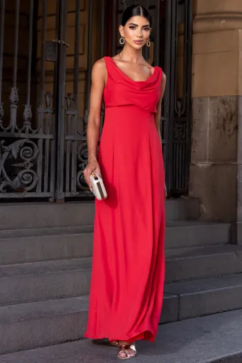 VESTIDO MANUELA LONGO DEGAGÊ - VERMELHO