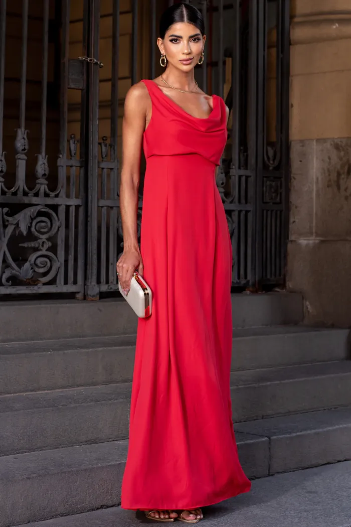 VESTIDO MANUELA LONGO DEGAGÊ - VERMELHO