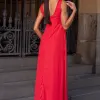 VESTIDO MANUELA LONGO DEGAGÊ - VERMELHO