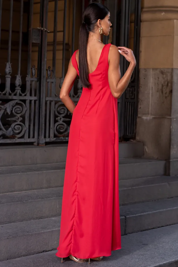 VESTIDO MANUELA LONGO DEGAGÊ - VERMELHO