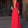 VESTIDO MANUELA LONGO DEGAGÊ - VERMELHO