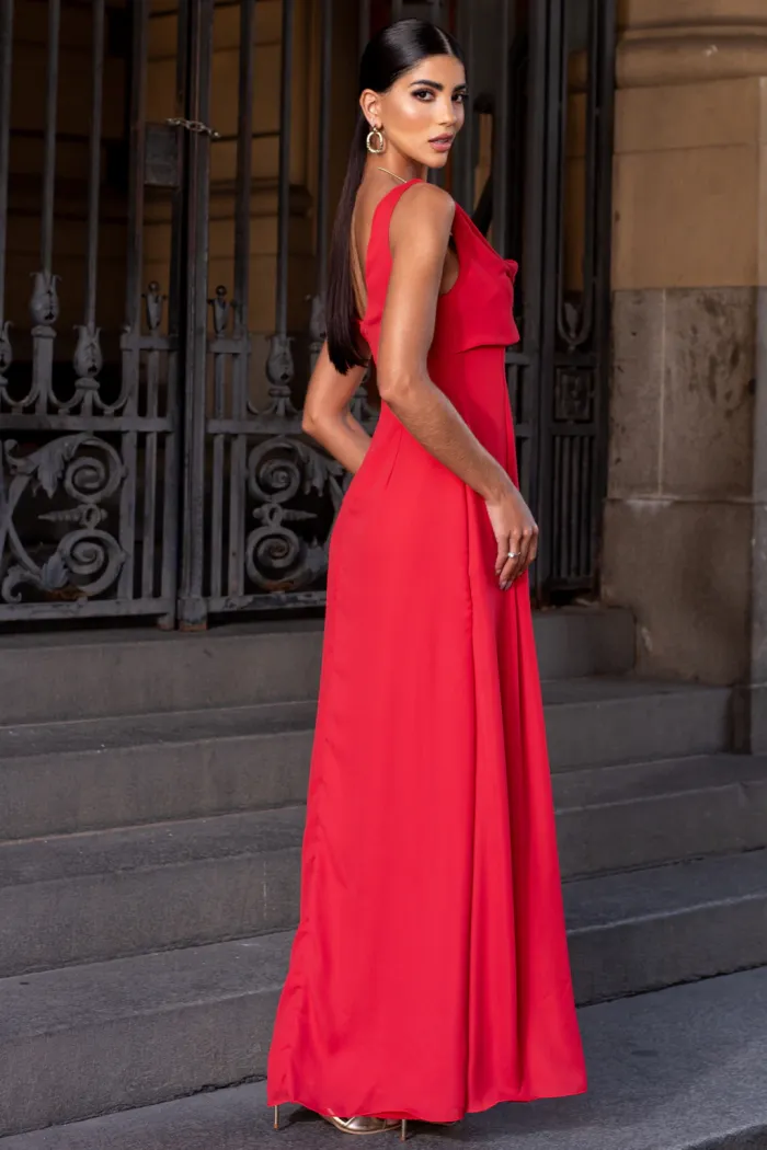 VESTIDO MANUELA LONGO DEGAGÊ - VERMELHO