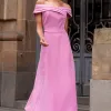 VESTIDO MIDI RODADO MIRIAM OMBRO A OMBRO - ROSA