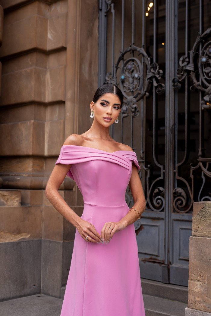 VESTIDO MIDI RODADO MIRIAM OMBRO A OMBRO - ROSA