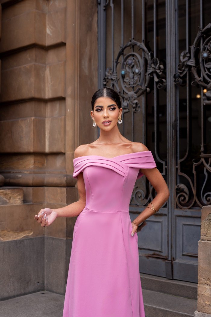VESTIDO MIDI RODADO MIRIAM OMBRO A OMBRO - ROSA