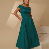 VESTIDO MIDI RODADO MIRIAM OMBRO A OMBRO - VERDE