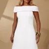 VESTIDO RAVENA MIDI OMBRO A OMBRO LAÇO NAS COSTAS - OFF WHITE