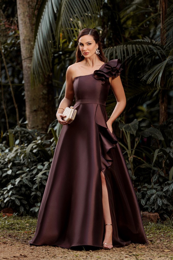 VESTIDO DE FESTA ANTONELLA ZIBELINE - MARROM