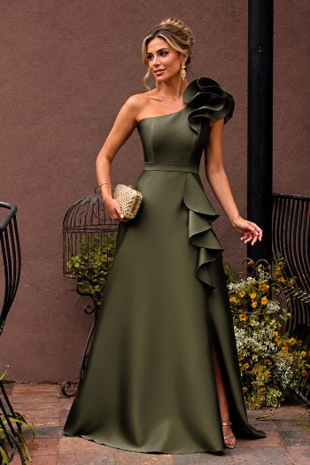 VESTIDO DE FESTA ANTONELLA ZIBELINE - VERDE OLIVA